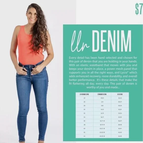 Plus Size Skinny Jeans Lularoe Elastic Waist Deep Blue Stretch Size 24-26 - Picture 8 of 8